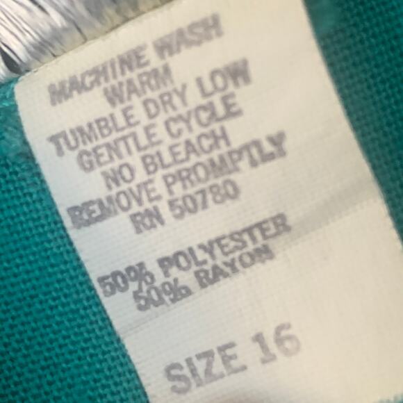 Vintage Germaine Teal Green Dress with Belt Short Sleeves 70s 80s Size 16 - Picture 13 of 14